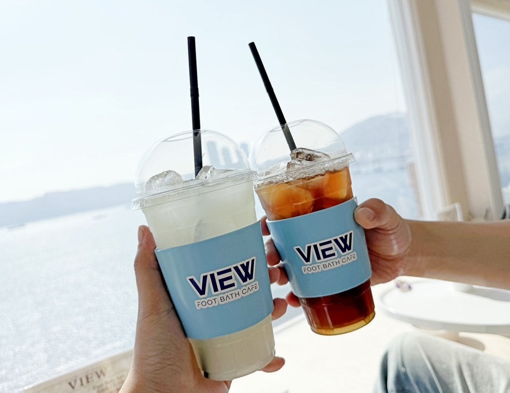 【釜山景點推薦】「Footbath Cafe View」白淺灘文化村熱門足浴咖啡廳，邊泡腳邊看海真的太chill了!